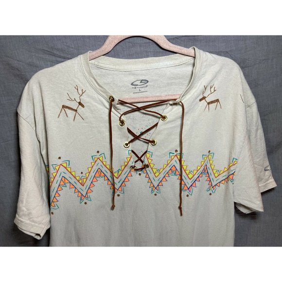 Champion Shirt Adult Large White Indigenous Southwest Colorful String Mens - Picture 2 of 8